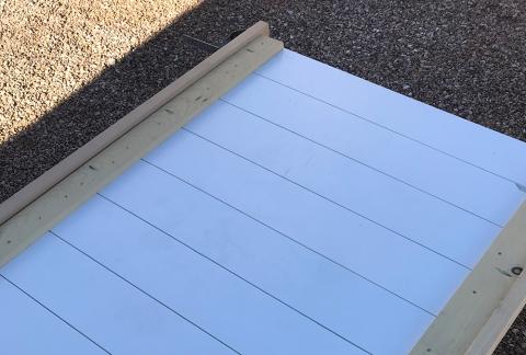 shiplap pieces assembled on a table