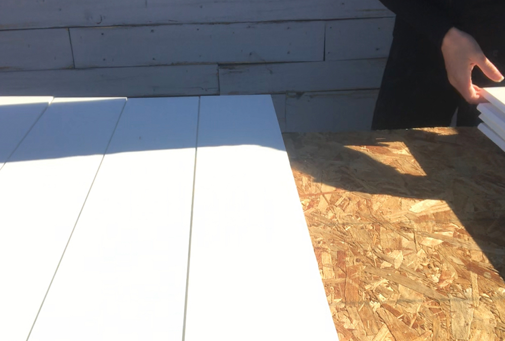 shiplap pieces assembled on a table